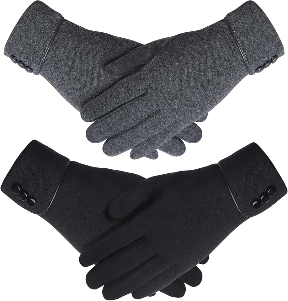 Two Pairs Women's Winter Fleece-Lined Gloves