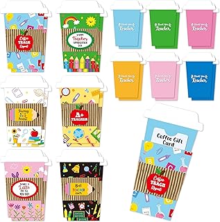 12 Pack Colorful Coffee Gift Card Holders for Teachers