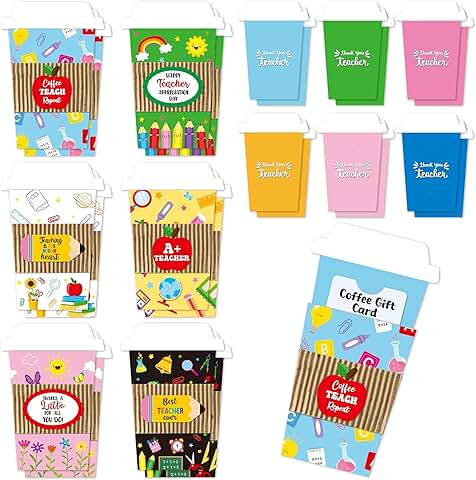 12 Pack Colorful Coffee Gift Card Holders for Teachers