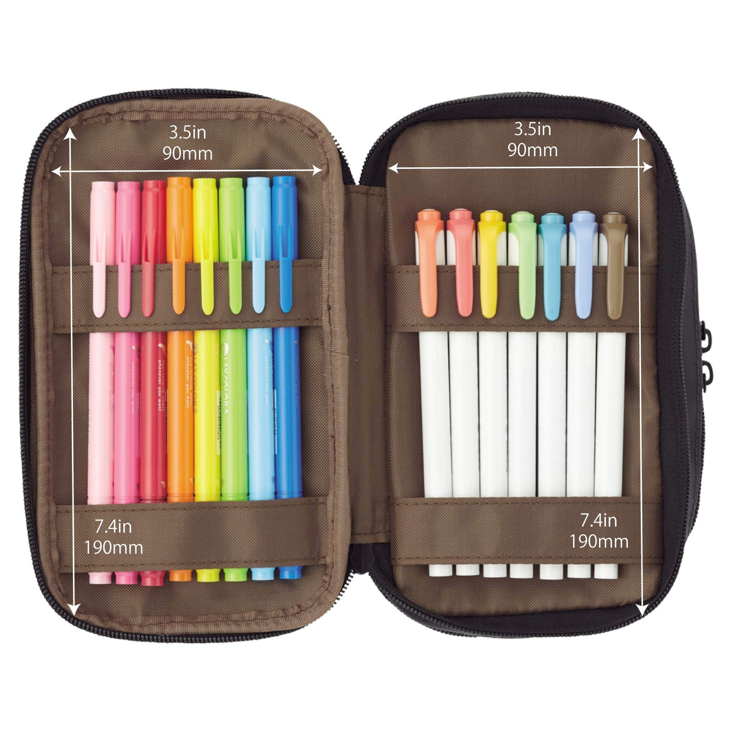 Large Capacity Triple Zipper Pencil Case with 8 Compartments