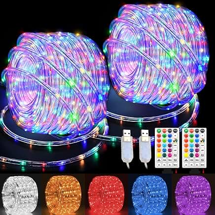Indoor and outdoor 66ft LED rope lights with remote and 16 colors