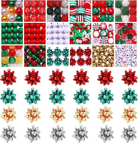 600 Pieces Christmas Beads and Charms for Jewelry Making
