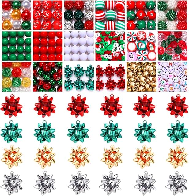 600 Pieces Christmas Beads and Charms for Jewelry Making