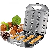 Mini 1400W Waffle Maker with 24-Hole Walnut Cookie Mold