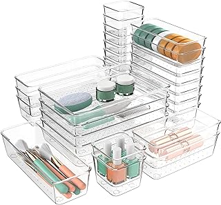 Set of 72 Clear Plastic Drawer Organizers with Non-Slip Pads