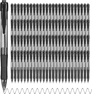 Bulk 100 Black Ink Click Pens with Soft Grip