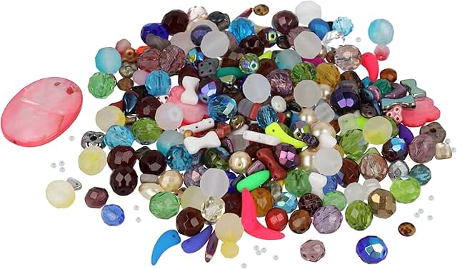 10-Pound Glass Beads Assortment in Various Shapes and Colors