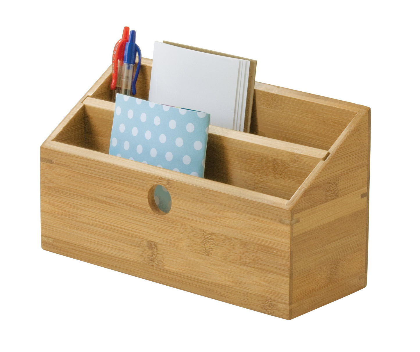 Bamboo Wood 2-Slot Desk Organizer, 10 3/4" x 4 1/8" x 6"