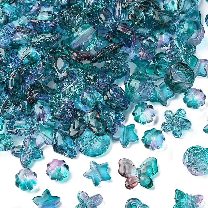 340 Pcs Assorted Purple and Blue Butterfly and Heart Beads