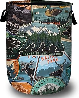 Foldable Mountain Bear Laundry Basket for Clothes and Toys