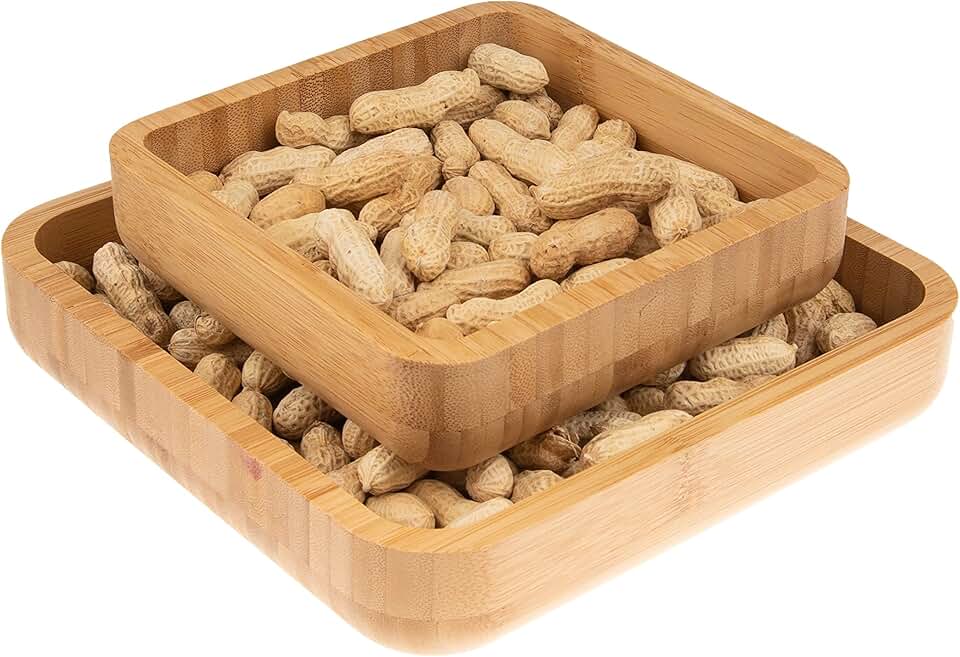Bamboo Pistachio Snack Bowl with Shell Storage