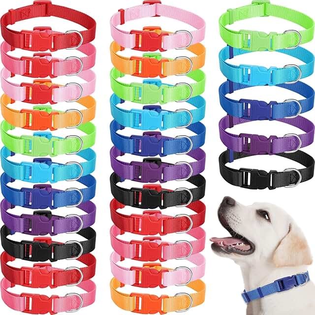 27 Pack Adjustable Nylon Dog Collars for Small to Large Dogs