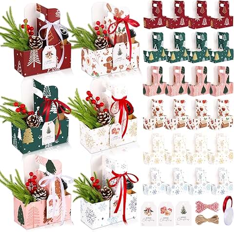 24 Christmas Gift Bags with Handles and Cards
