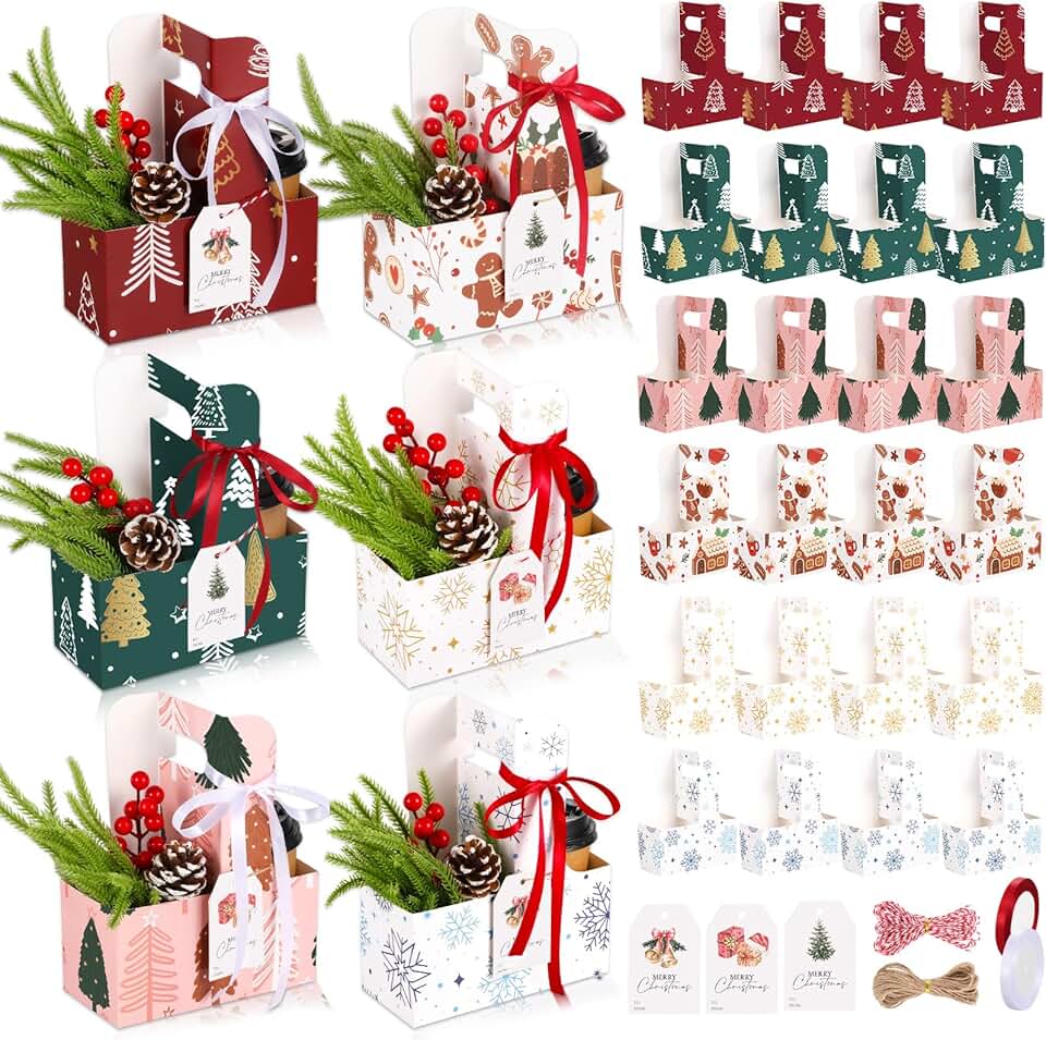 24 Christmas Gift Bags with Handles and Cards