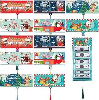 Set of 12 Christmas Money Holders with 10 Slots