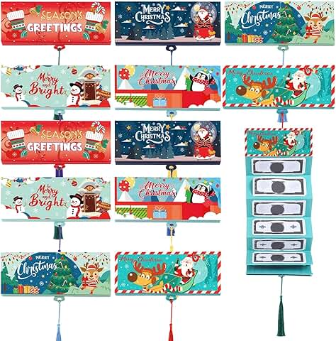 Set of 12 Christmas Money Holders with 10 Slots