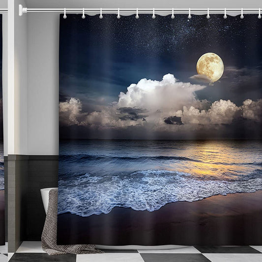 Beach Theme Fabric Shower Curtain 71x71 Inch