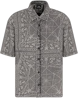 Men's Oversized Short Sleeve Cotton Linen Paisley Shirt