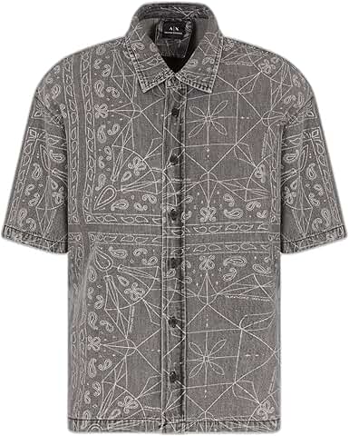 Men's Oversized Short Sleeve Cotton Linen Paisley Shirt