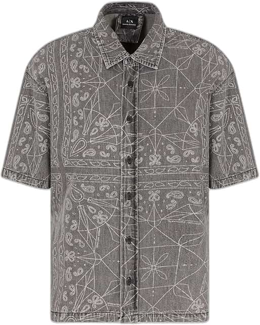 Men's Oversized Short Sleeve Cotton Linen Paisley Shirt
