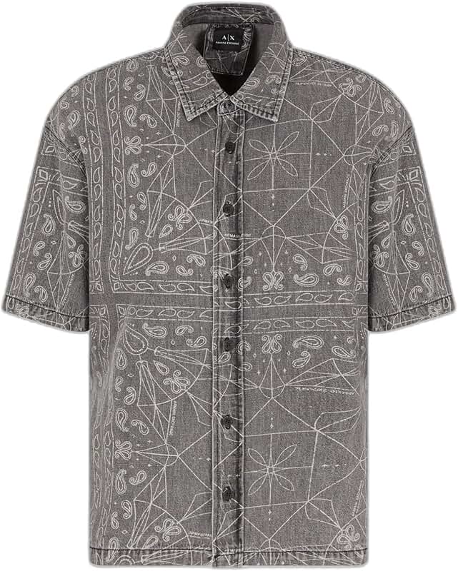Men's Oversized Short Sleeve Cotton Linen Paisley Shirt