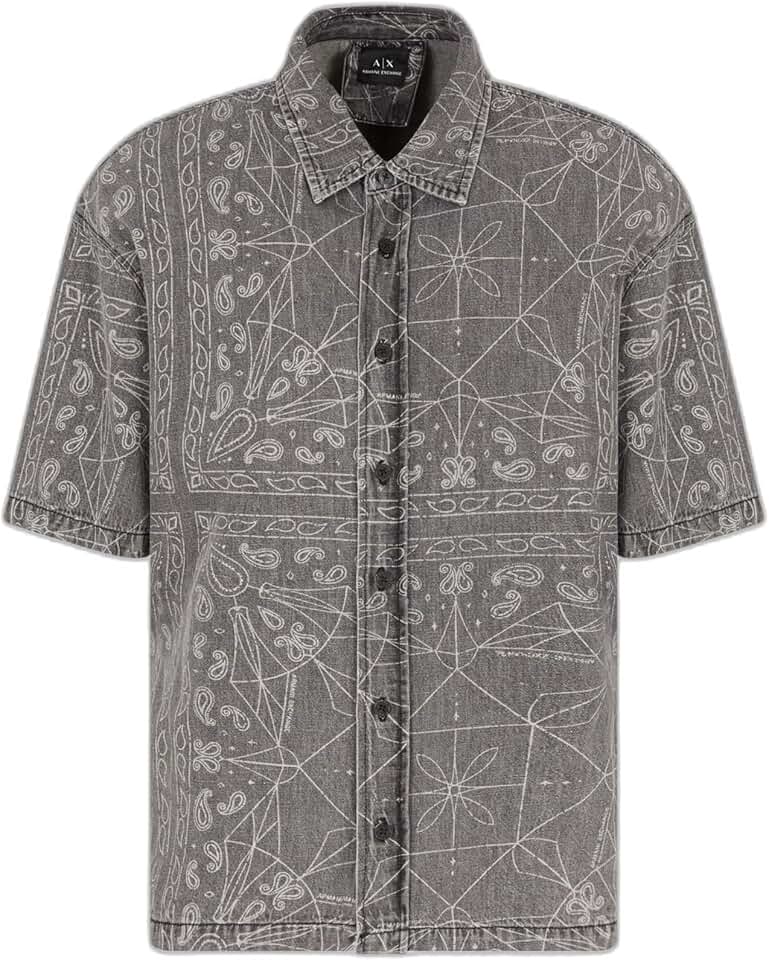Men's Oversized Short Sleeve Cotton Linen Paisley Shirt
