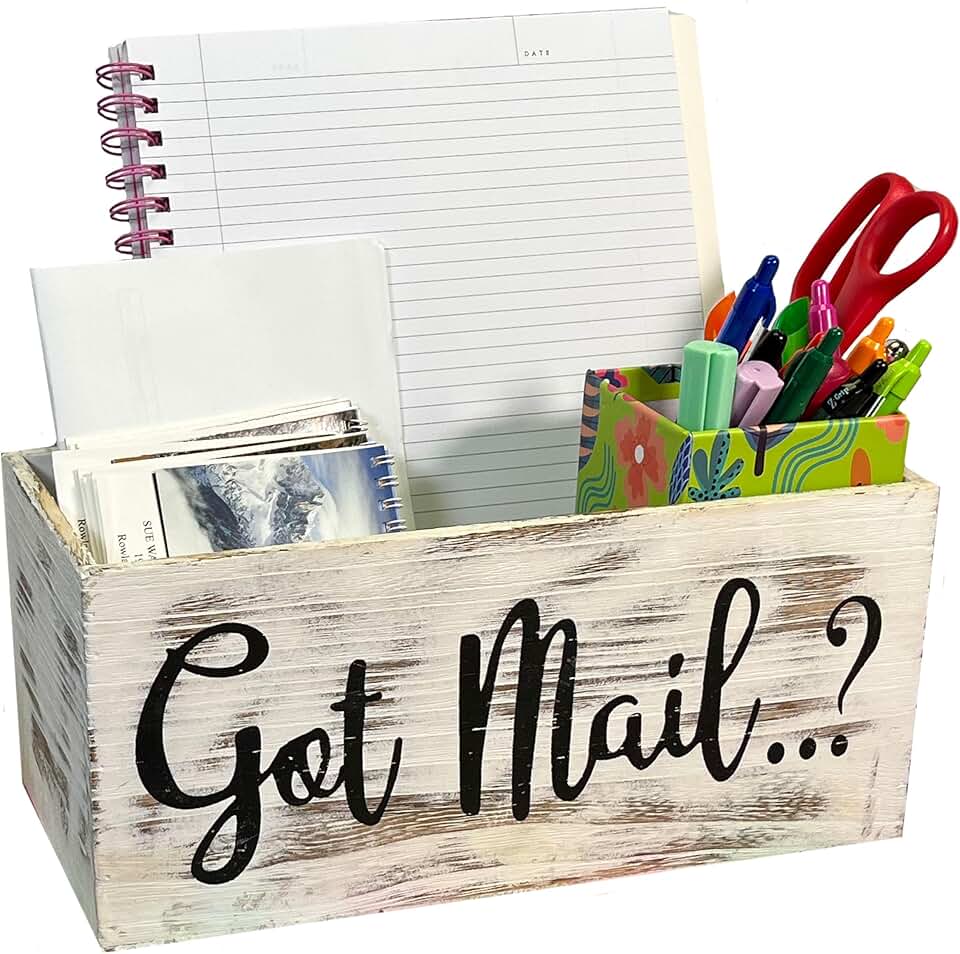 Rustic White Mail Organizer Box for Home