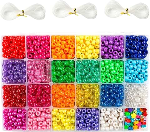 Pony Beads Set with Letters and Stars, 3300 Pieces