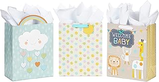 Set of 3 Large Baby Shower Gift Bags with Tissue