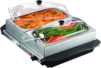 3-Quart Buffet Server with Warming Tray in Brushed Stainless Steel