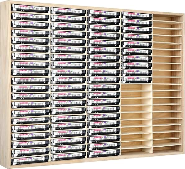 Wooden 100 Slot Cassette Tape Storage Organizer