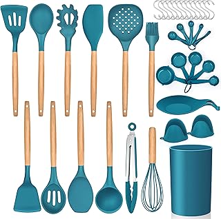 38-Piece Heat-Resistant Silicone Kitchen Utensil Set with Holder