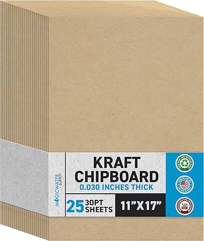 11x17 Inch Heavy Duty Kraft Chipboard Sheets, 25 Pack