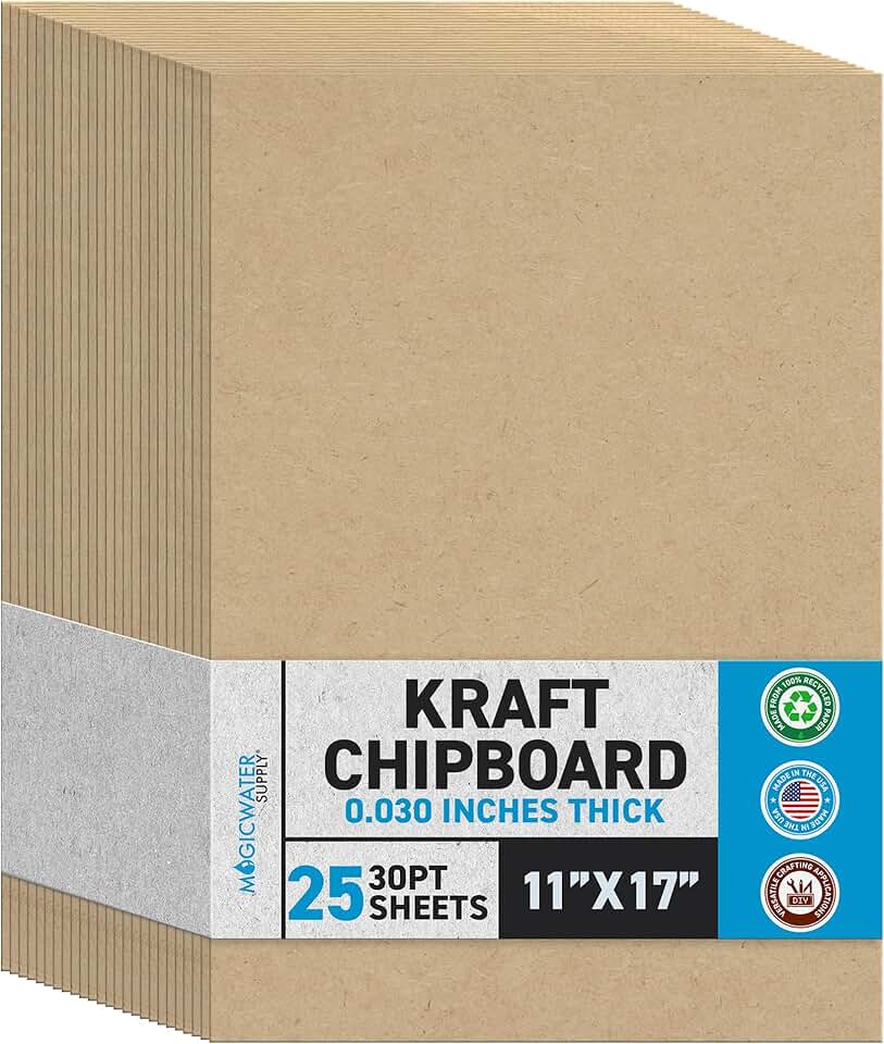 11x17 Inch Heavy Duty Kraft Chipboard Sheets, 25 Pack