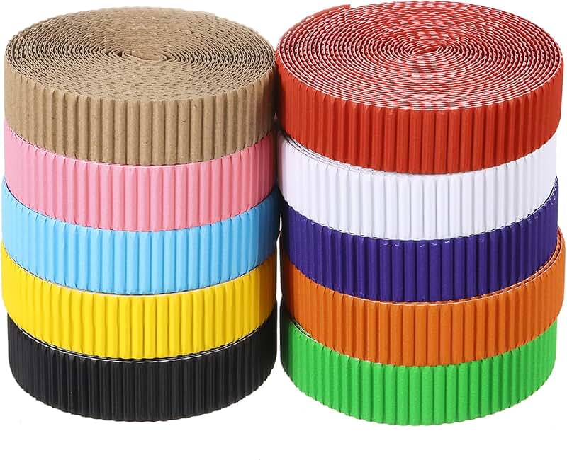 Blue Corrugated Cardboard Sheets, 0.8x26.7 Inch, 6 Colors