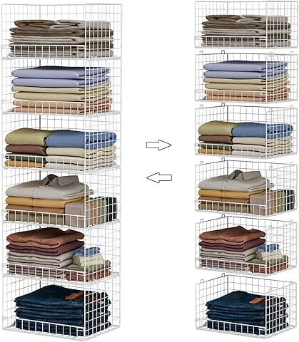 6-Tier Foldable Metal Closet Shelf System