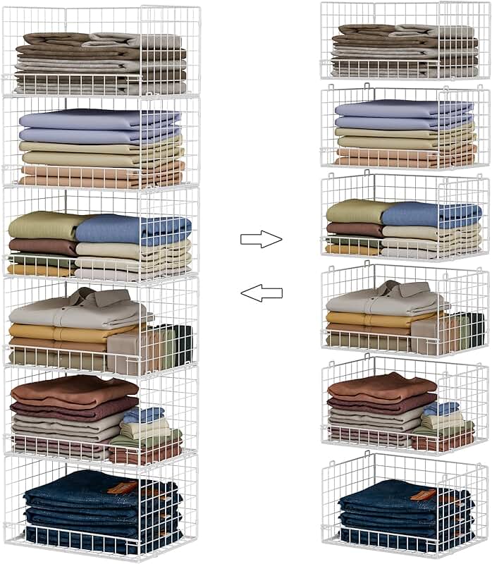 6-Tier Foldable Metal Closet Shelf System