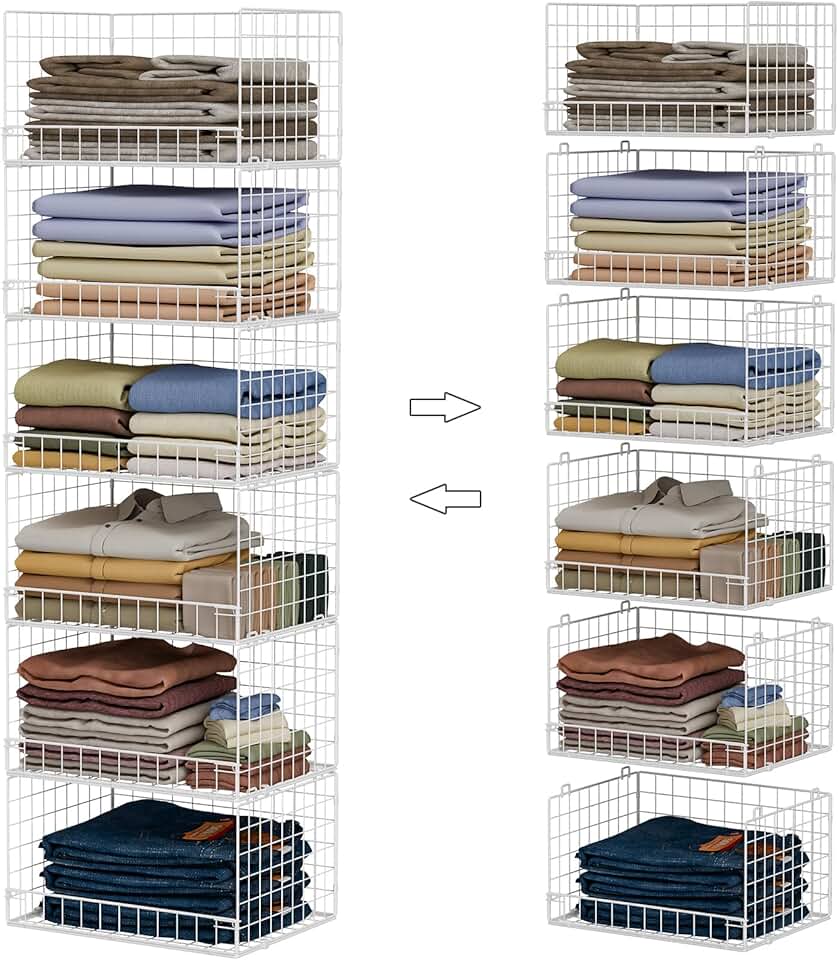 6-Tier Foldable Metal Closet Shelf System