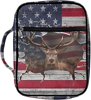 3D Deer American Flag Bible Cover with Handle and Pocket