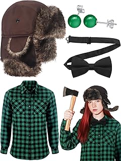 Set of 4 Halloween Lumberjack Girl Costumes with Hats and Shirts