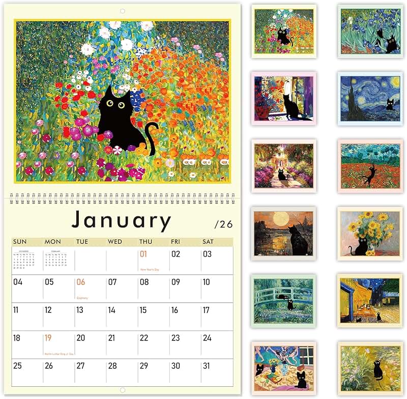 Cat Wall Calendar 2026-2027, 18-Month Vertical Planner