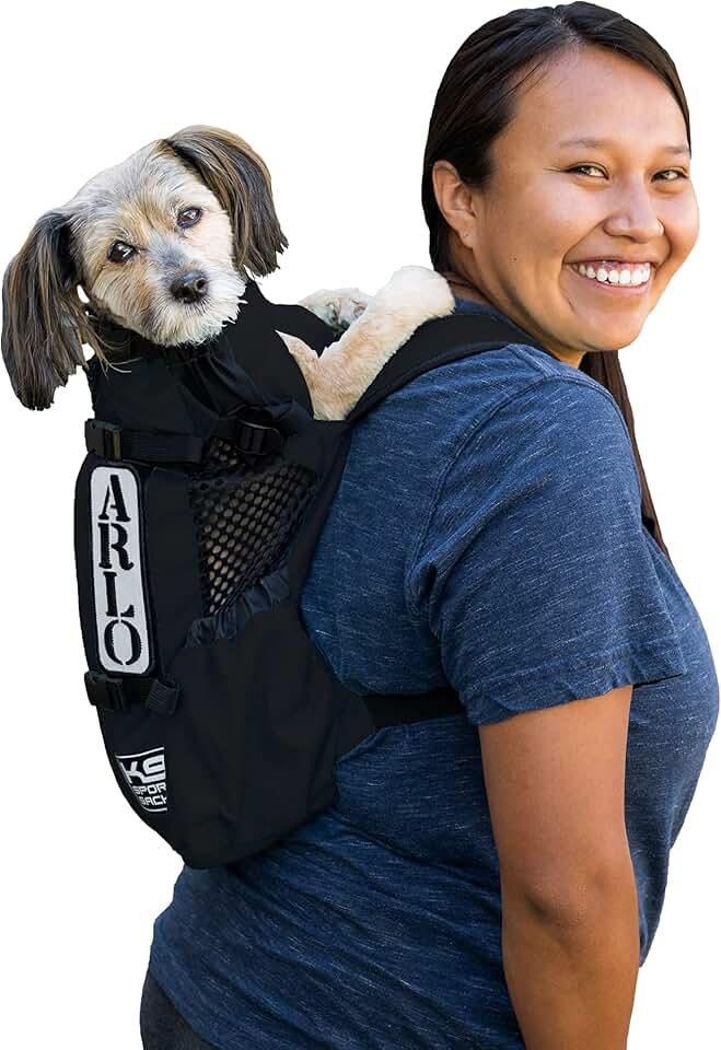 Large black backpack for dogs with 20-22" back