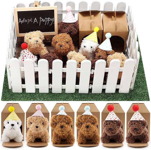 Set of 56 Mini Plush Puppy Party Favors with Accessories