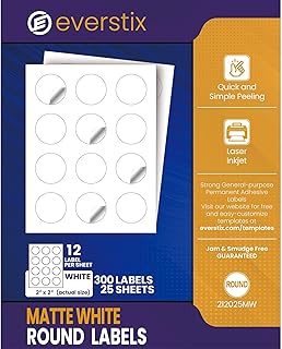 Printable 2-inch Round White Labels, 25 Sheets
