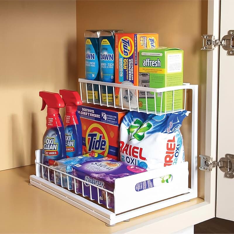 Plastic Drawer Organizer with 4 Pull-Out Drawers