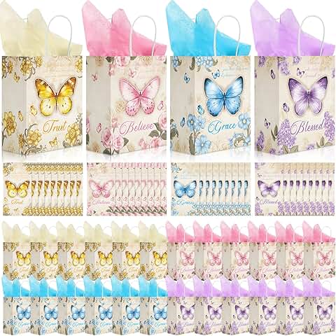 36 Christian Gift Bags with Blessing Cards and Tissue