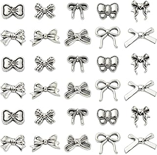 Set of 100 Bowknot Metal Beads for Jewelry Making