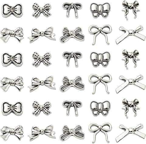 Set of 100 Bowknot Metal Beads for Jewelry Making