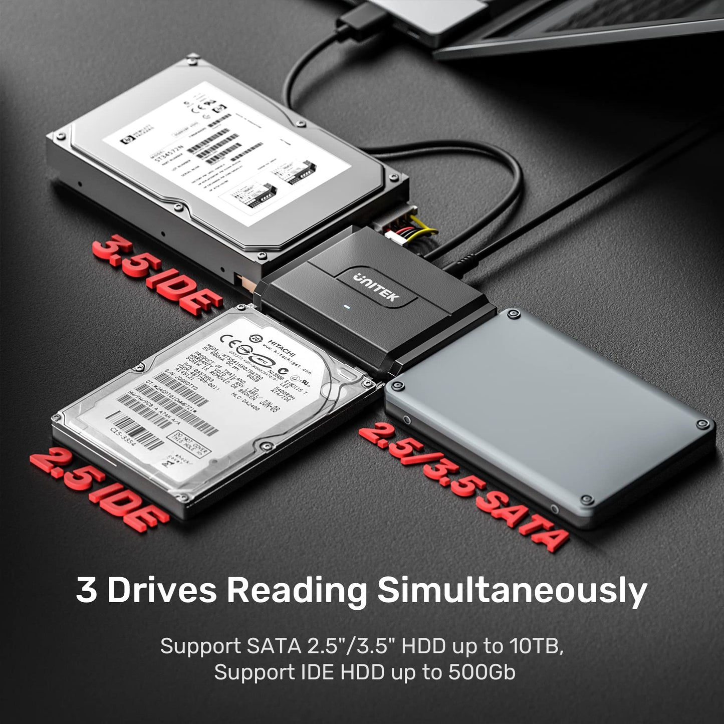 SATA/IDE to USB 3.0 Adapter, IDE Hard Drive Adapter for Universal 2.5"/3.5" Inch IDE and SATA External HDD/SSD, Support 10TB