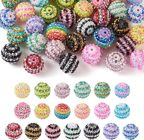 38Pcs 20mm Round Rhinestone Beads for Jewelry and Crafts